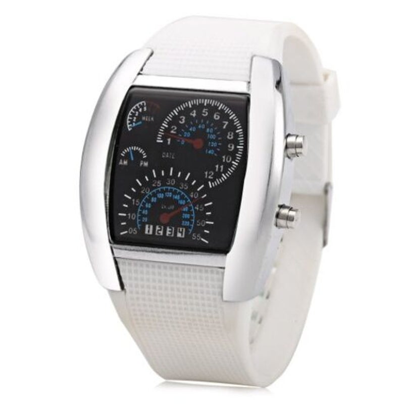 Veile Studios Car Speedometer Shaped Dial Male Led Watch Black