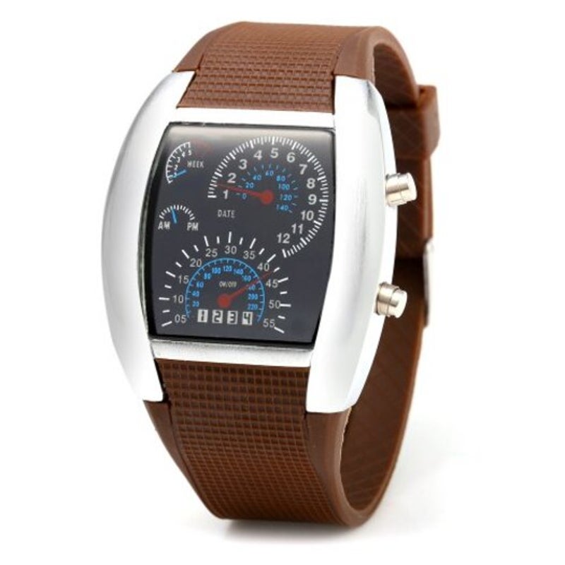 Veile Studios Car Speedometer Shaped Dial Male Led Watch Black