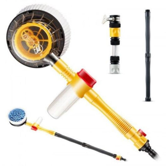 Car Wash Mop Washing Tool Set Automatic Rotary Water Round Brush Goldenrod