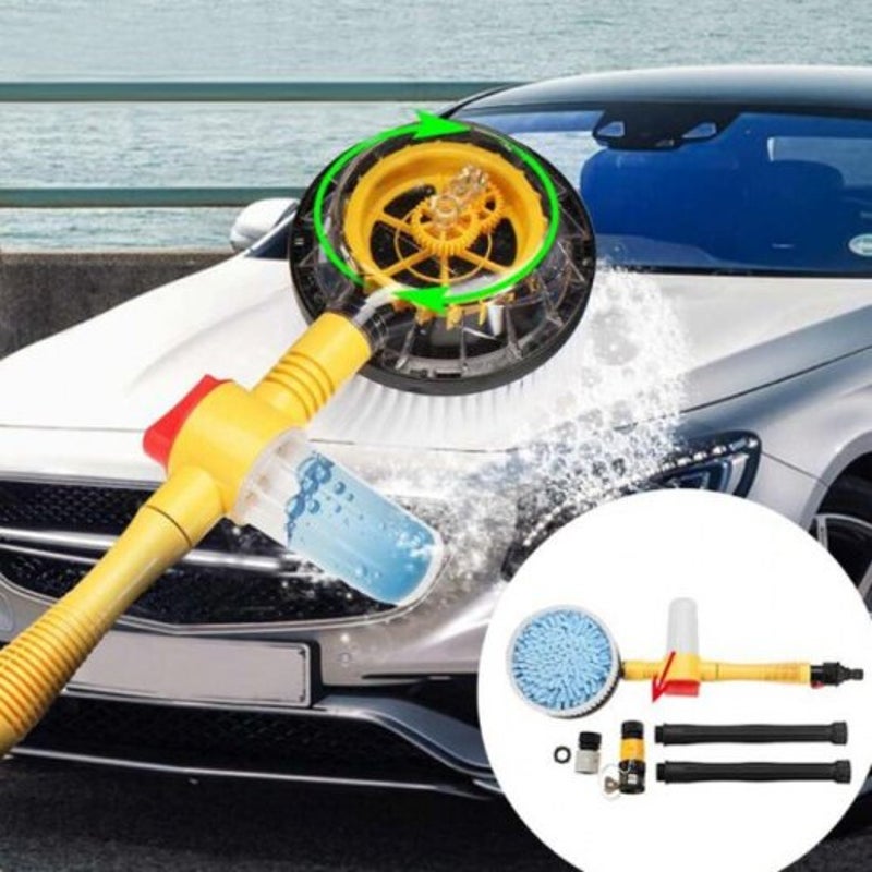 Car Wash Mop Washing Tool Set Automatic Rotary Water Round Brush Goldenrod