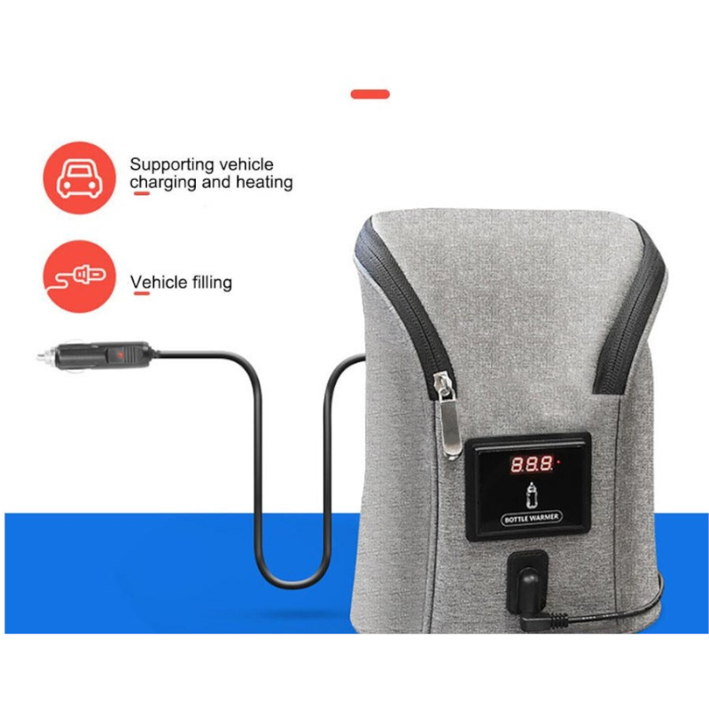 Car Baby Bottle Warmer Portable Travel Milk Grey