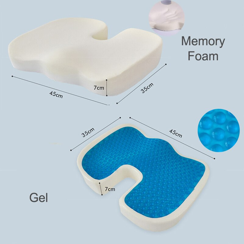 U Shape Seat Cushion With Removable Cover Cooling Gel Memory Foam Non Slip Ergonomic