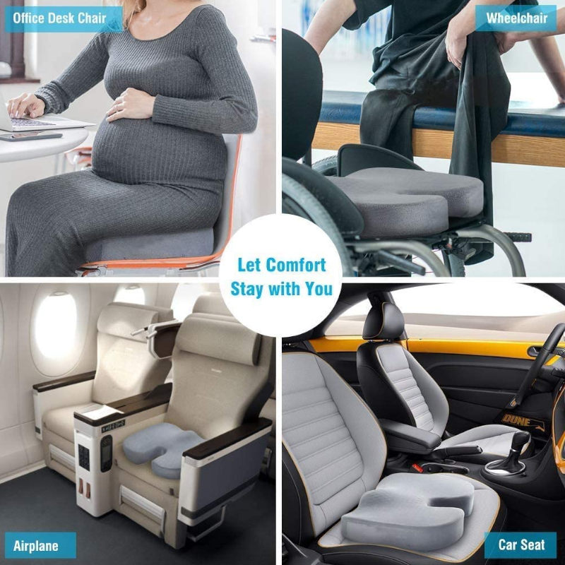 U Shape Seat Cushion With Removable Cover Cooling Gel Memory Foam Non Slip Ergonomic