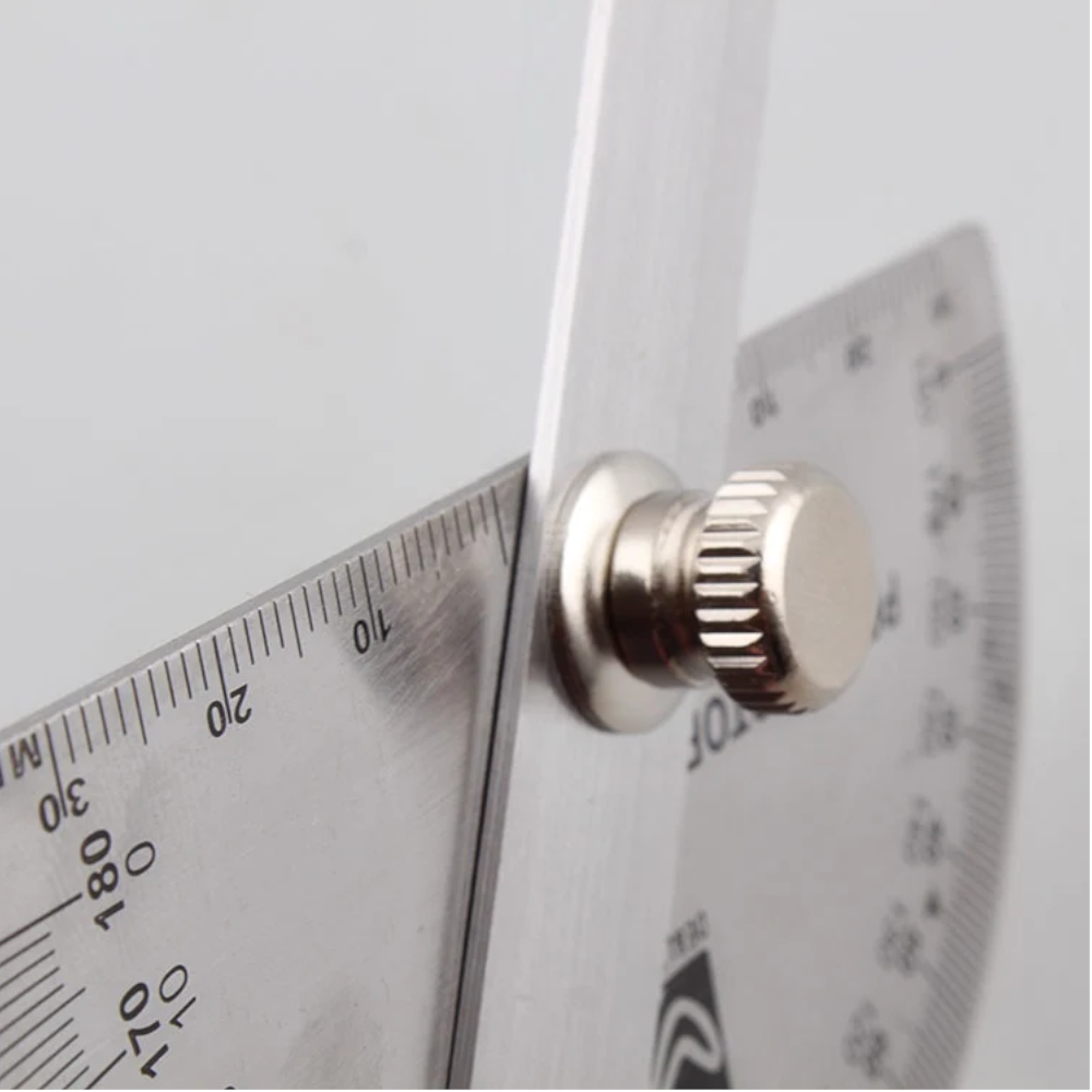 Carbon Steel Protractor Ruler 180 Degree Rotating Angle Round Head 10Cm Length Caliper