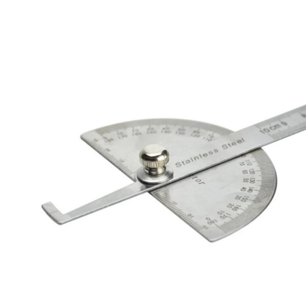 Carbon Steel Protractor Ruler 180 Degree Rotating Angle Round Head 10Cm Length Caliper