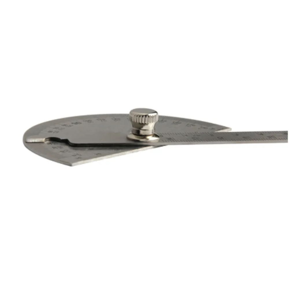 Carbon Steel Protractor Ruler 180 Degree Rotating Angle Round Head 10Cm Length Caliper