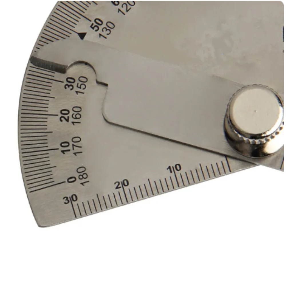 Carbon Steel Protractor Ruler 180 Degree Rotating Angle Round Head 10Cm Length Caliper
