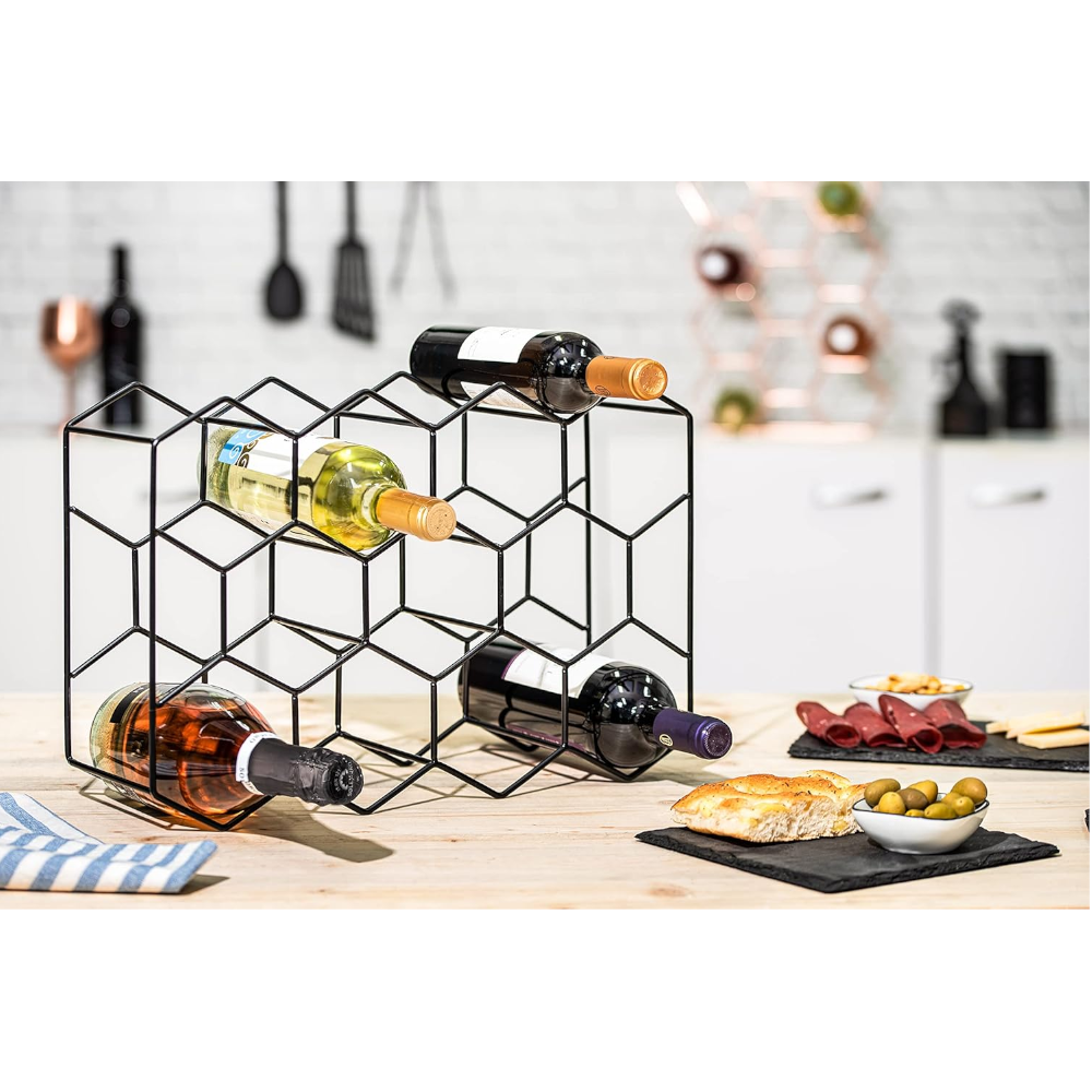 Carla Home 14 Bottle Freestanding Modern Metal Countertop Wine Rack