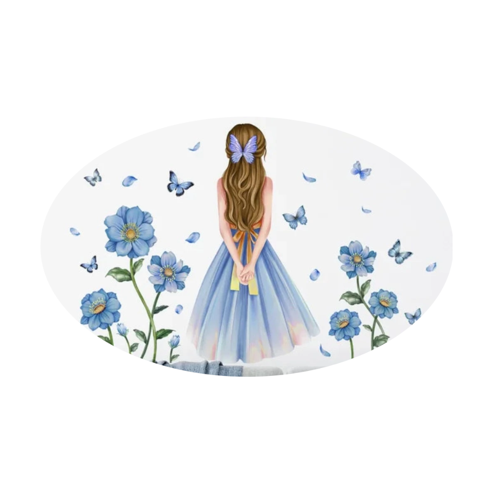 Cartoon Moon Butterfly Girl's Back Self-Adhesive Wall Stickers For Kids Room Girls Decoration Bedroom