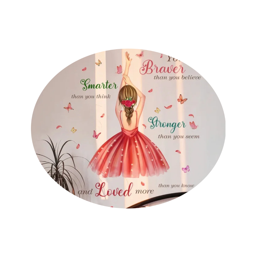 Cartoon Moon Butterfly Girl's Back Self-Adhesive Wall Stickers For Kids Room Girls Decoration Bedroom