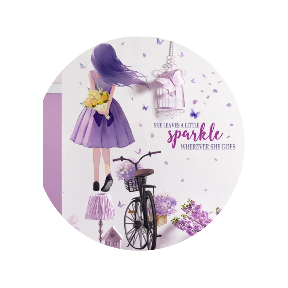 Cartoon Moon Butterfly Girl's Back Self-Adhesive Wall Stickers For Kids Room Girls Decoration Bedroom