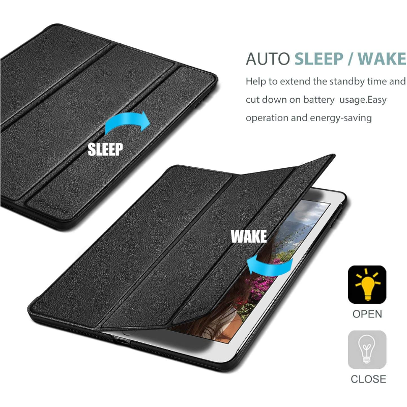 Case For Ipad 9.7 Inch 2017 Color Pu Leather Ultra Back Smart Cover Black