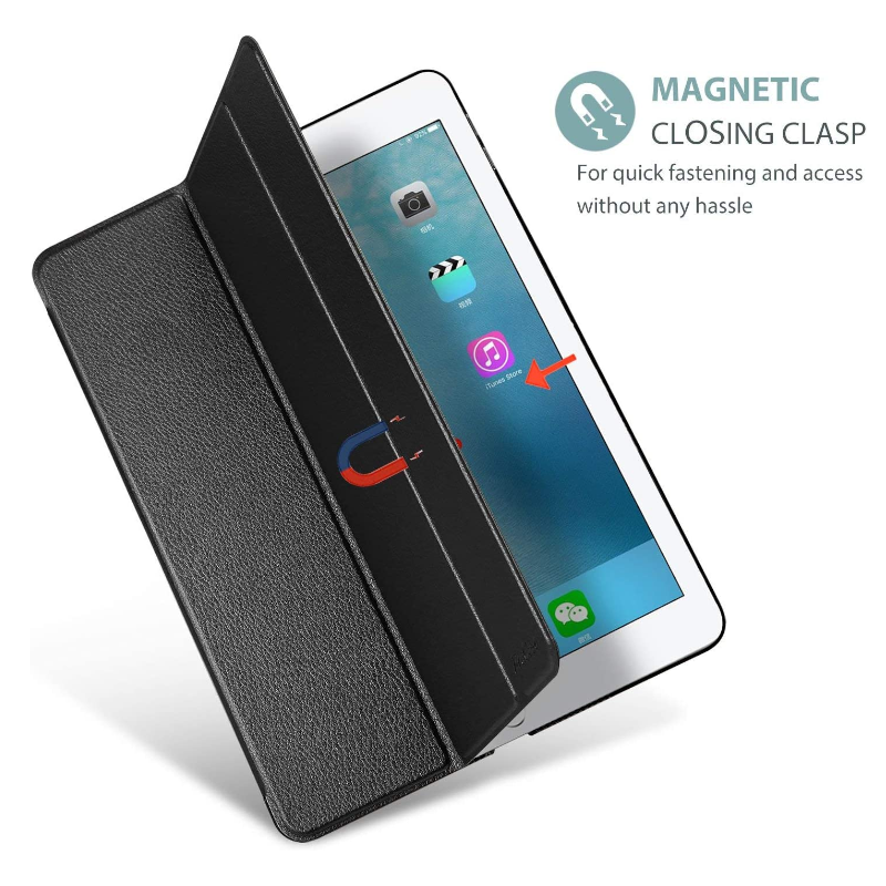 Case For Ipad 9.7 Inch 2017 Color Pu Leather Ultra Back Smart Cover Black