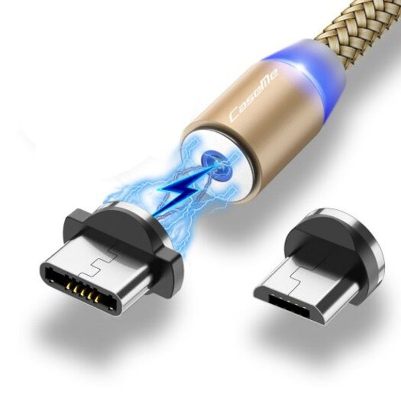 3 In 1 Magnetic Charger Cable Phone Charging For Iphone Type Android Gold