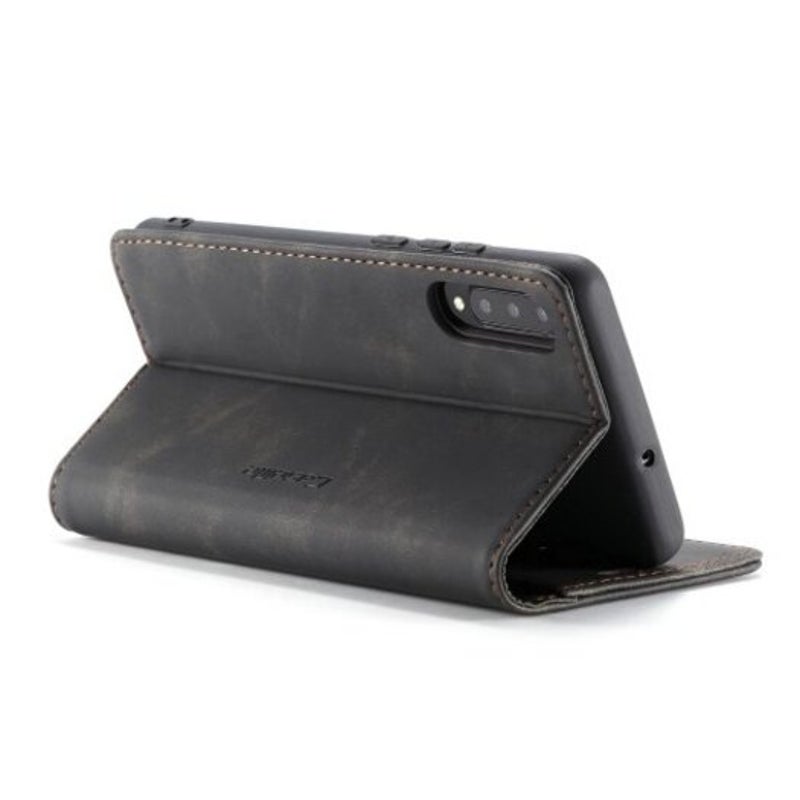 Retro Leather Wallet Flip Phone Card Slot For Samsung Galaxy A30s Brown
