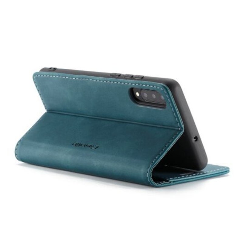 Retro Leather Wallet Flip Phone Card Slot For Samsung Galaxy A30s Greenish Blue