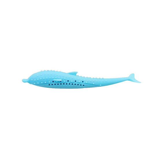Cat Fish Shaped Toothbrush Pet Molar Stick Teeth Clean Dental Toy For Cats Blue