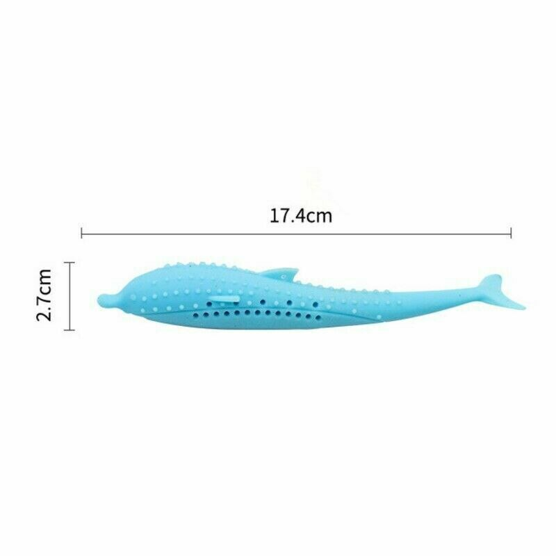 Cat Fish Shaped Toothbrush Pet Molar Stick Teeth Clean Dental Toy For Cats Blue