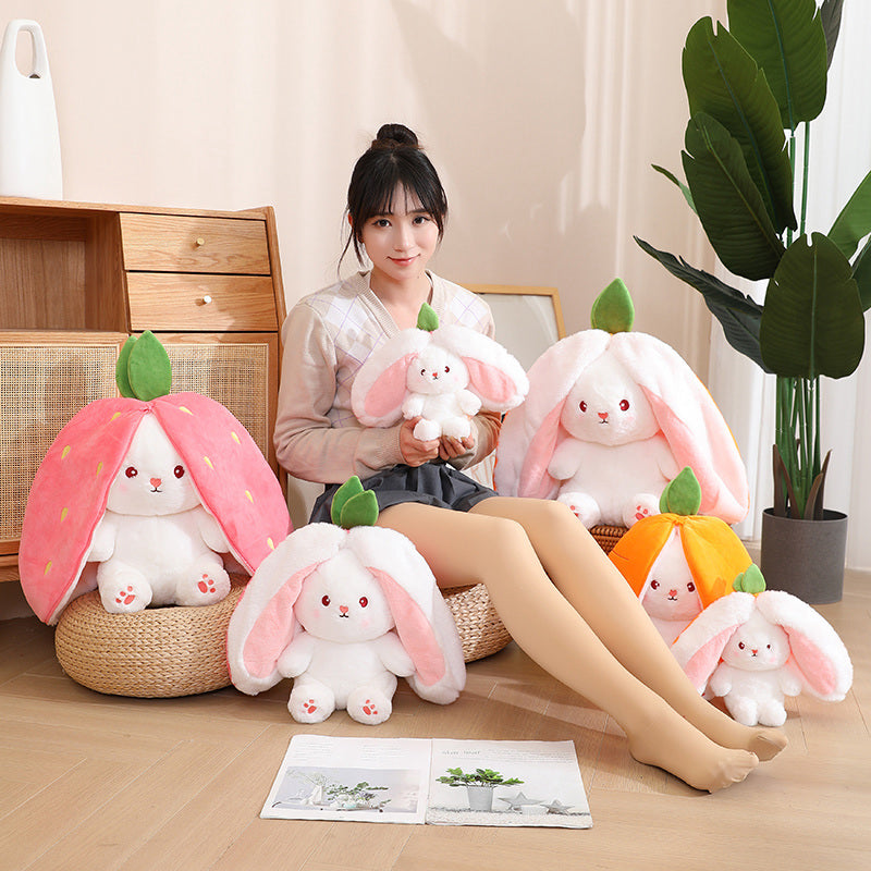 Fruit Transfigured Bunny Plush Toy Cute Carrot Strawberry Turn Into