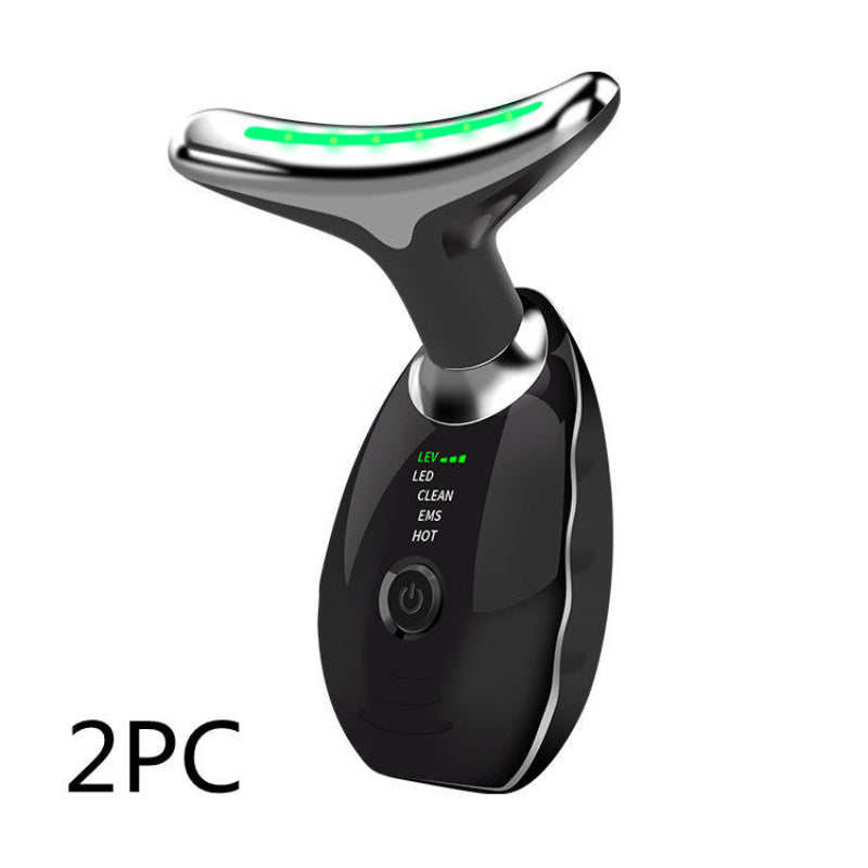 Neck Face Beauty Device Colorful Led Photon Therapy Skin Tighten Reduce Double Chin Anti Wrinkle Remove Lifting Massager