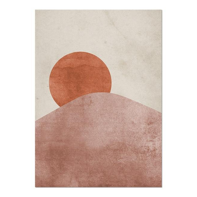 Celestial Canvas Abstract Lanscape Sun Moon Prints