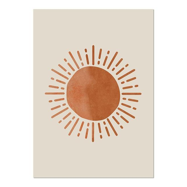 Celestial Canvas Abstract Lanscape Sun Moon Prints