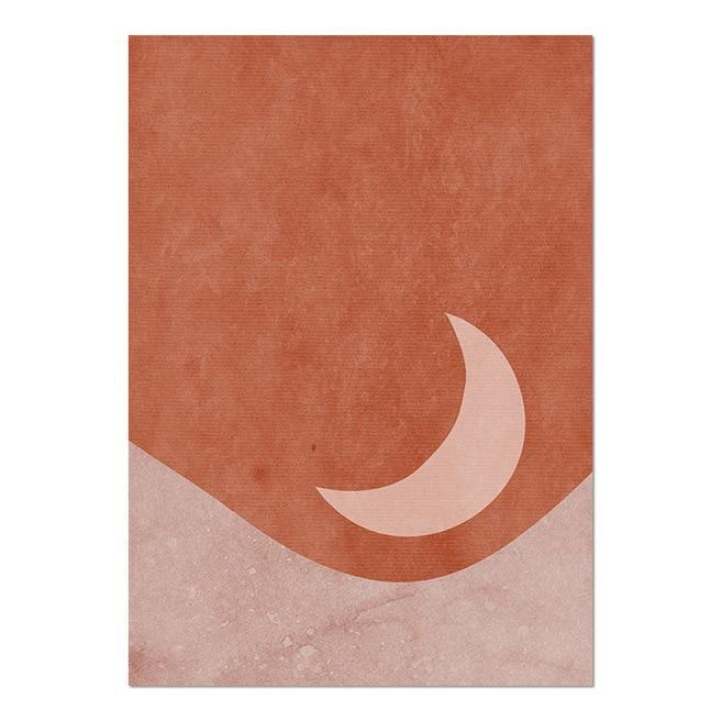 Celestial Canvas Abstract Lanscape Sun Moon Prints