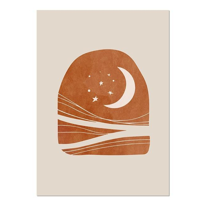 Celestial Canvas Abstract Lanscape Sun Moon Prints