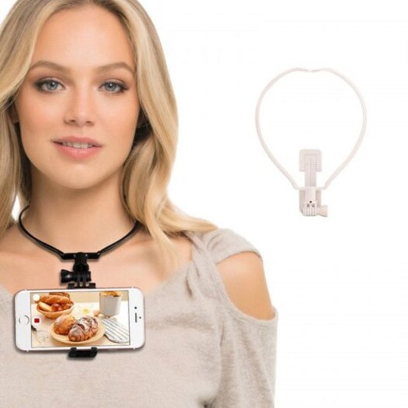 Cell Phone Holder Neck Mount Selfie Bracket For Cellphone White