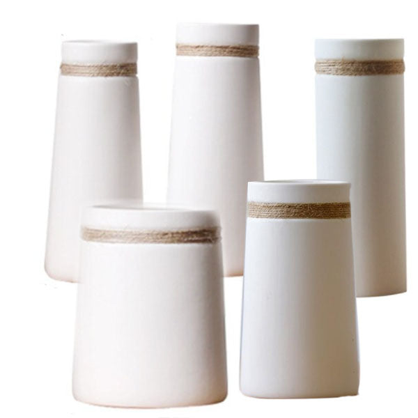 Boho Simple Coastal Ceramic Vases With Twine