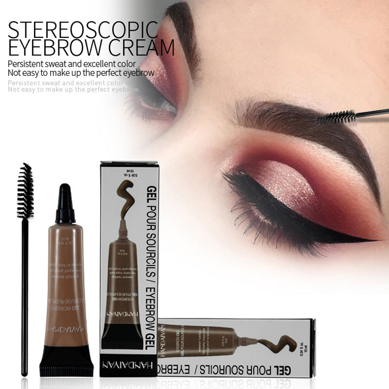 Eyebrow Makeup Henna Gel Black Brown Waterproof Durable Liquid Tint Brush Set