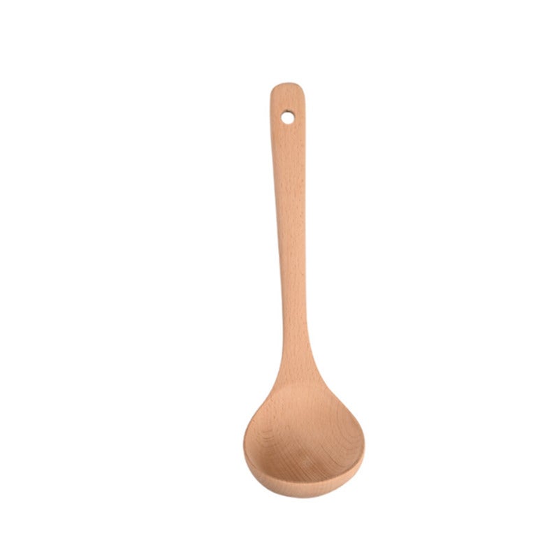 Chinese Style Beech Kitchen Tableware Soup Ladle Spoon