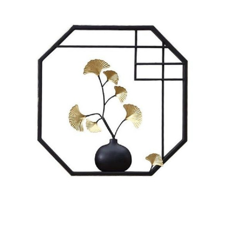 Chinese Ginkgo Biloba Teapot Or Vase Iron Hanging Wall Art Home Decor