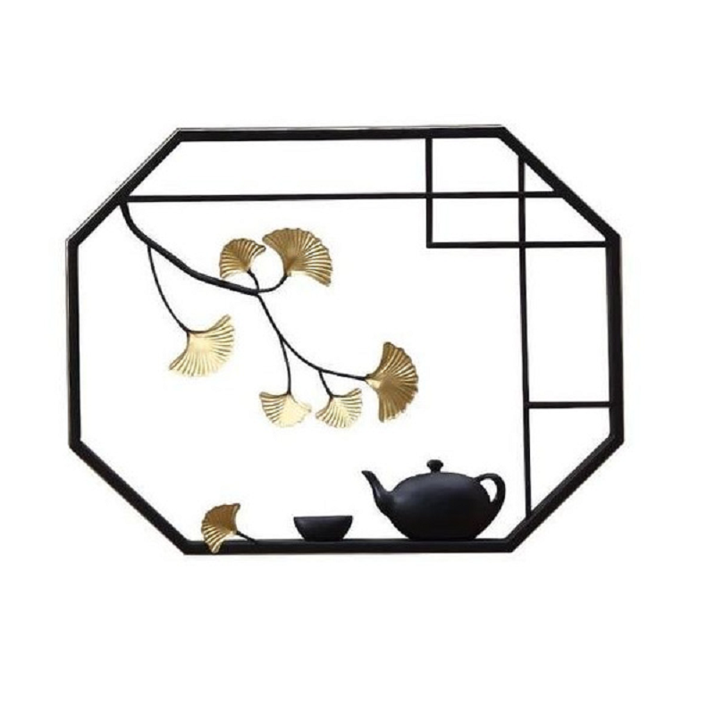 Chinese Ginkgo Biloba Teapot Or Vase Iron Hanging Wall Art Home Decor