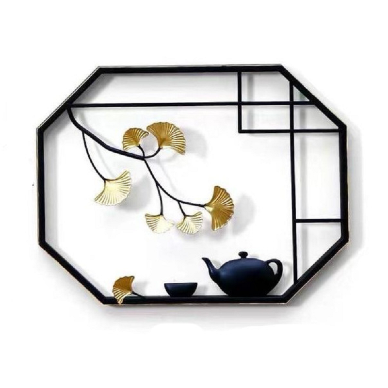Chinese Ginkgo Biloba Teapot Or Vase Iron Hanging Wall Art Home Decor
