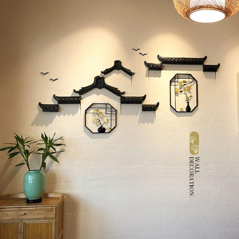 Chinese Ginkgo Biloba Teapot Or Vase Iron Hanging Wall Art Home Decor