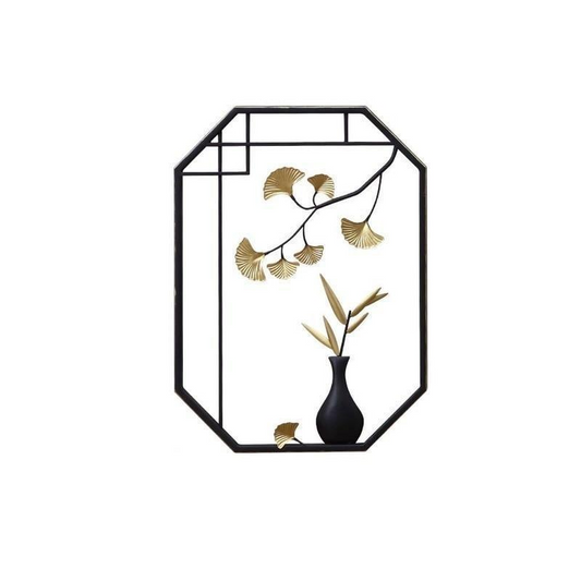 Chinese Ginkgo Biloba Teapot Or Vase Iron Hanging Wall Art Home Decor