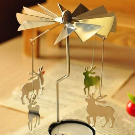 Candle Holders Christmas Deer European Retro Rotating Windmill Style