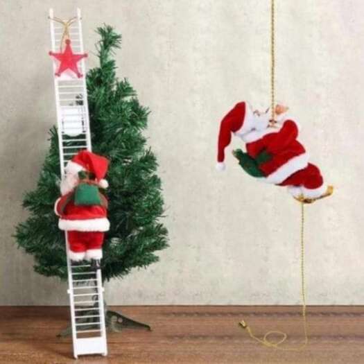 Christmas Decorations Gift Electric Ladder Santa Claus Party Music Toy Without Battery