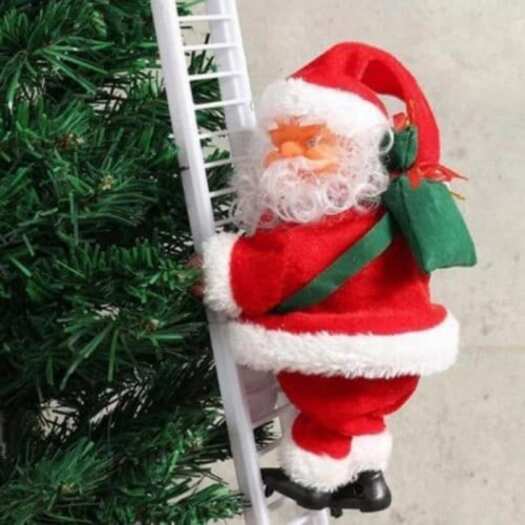 Christmas Decorations Gift Electric Ladder Santa Claus Party Music Toy Without Battery