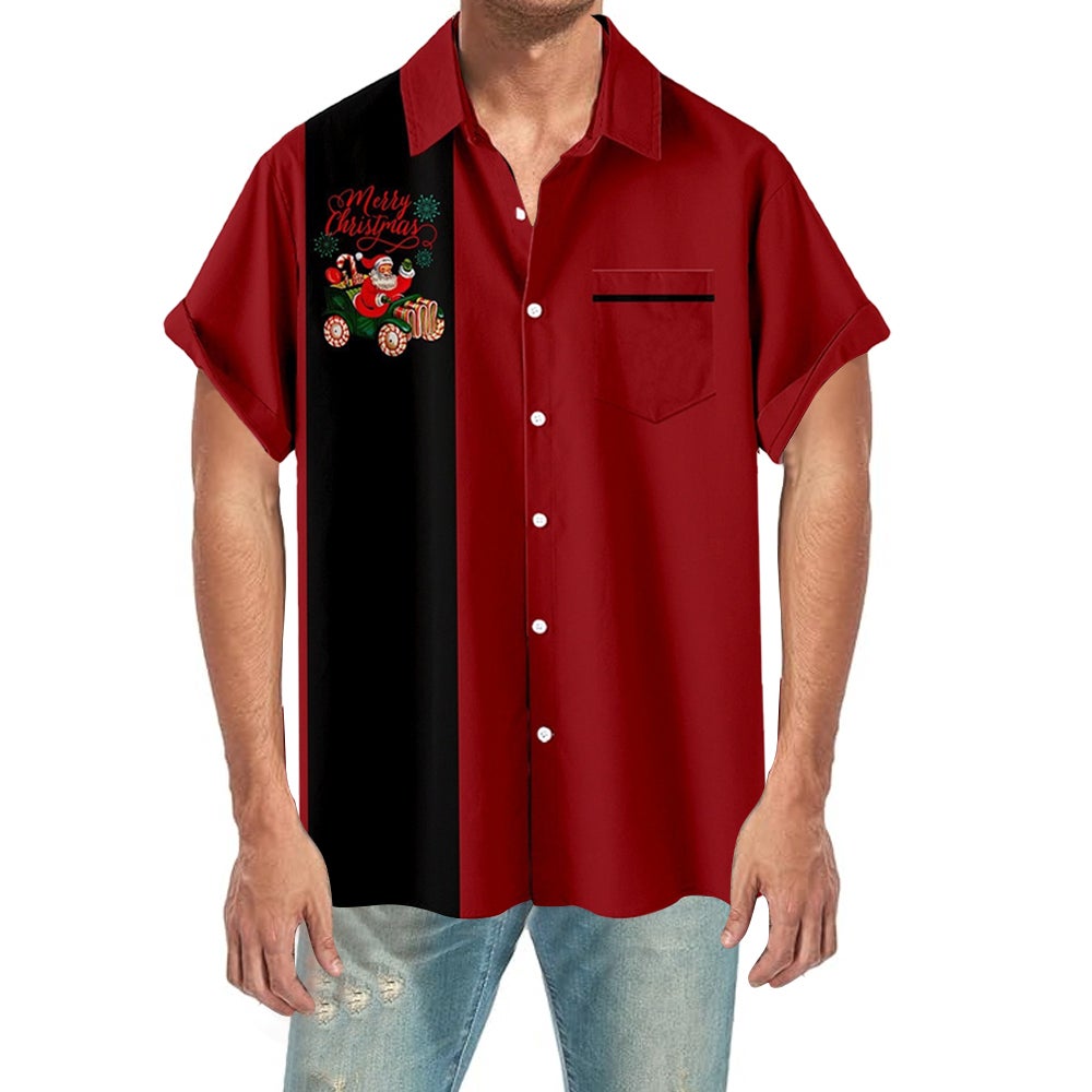 Christmas Pattern Shirts Man Funny Hawaiian Short Casual Tops Features