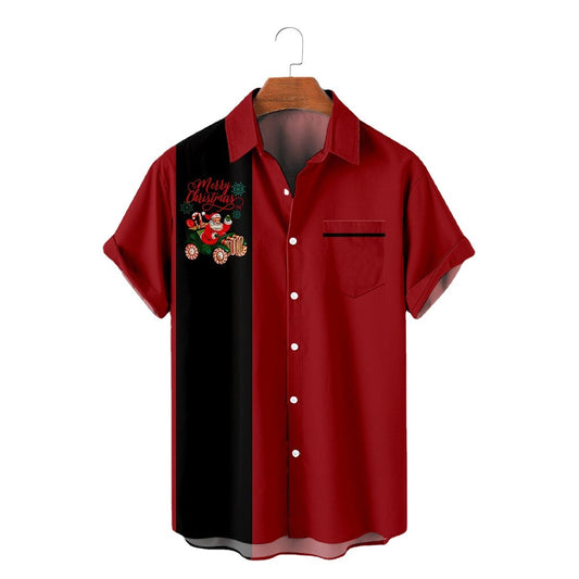 Christmas Pattern Shirts Man Funny Hawaiian Short Casual Tops Features