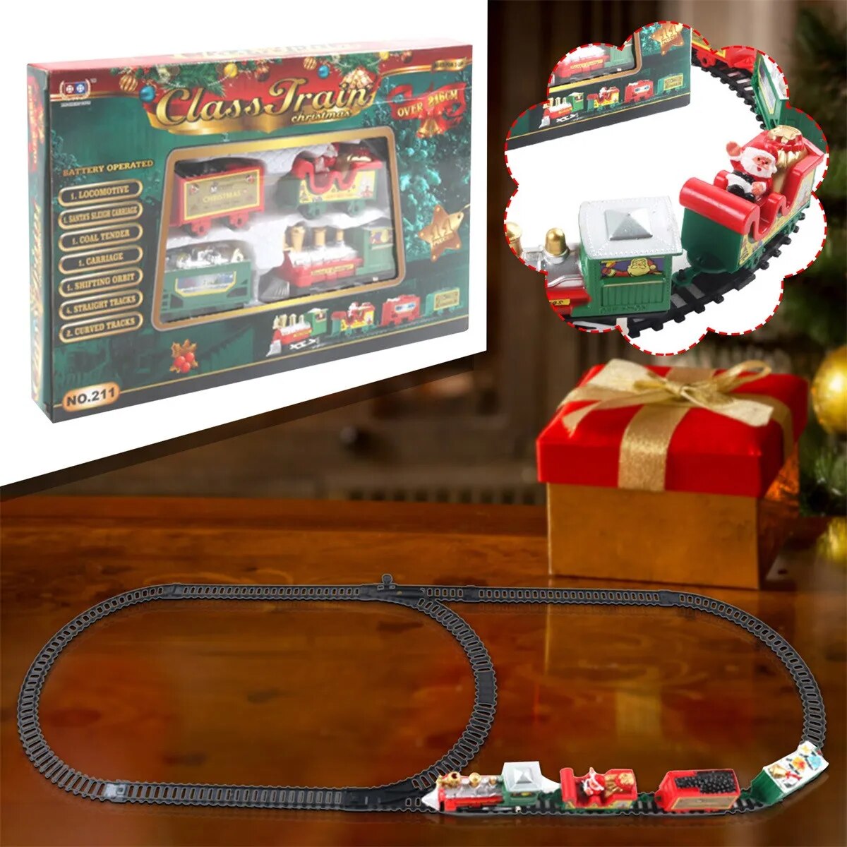 Christmas Realistic Electric Train Seteasy To Ass-Emble & Safe For Kids Gift Party Home Xmas Tree Decoration