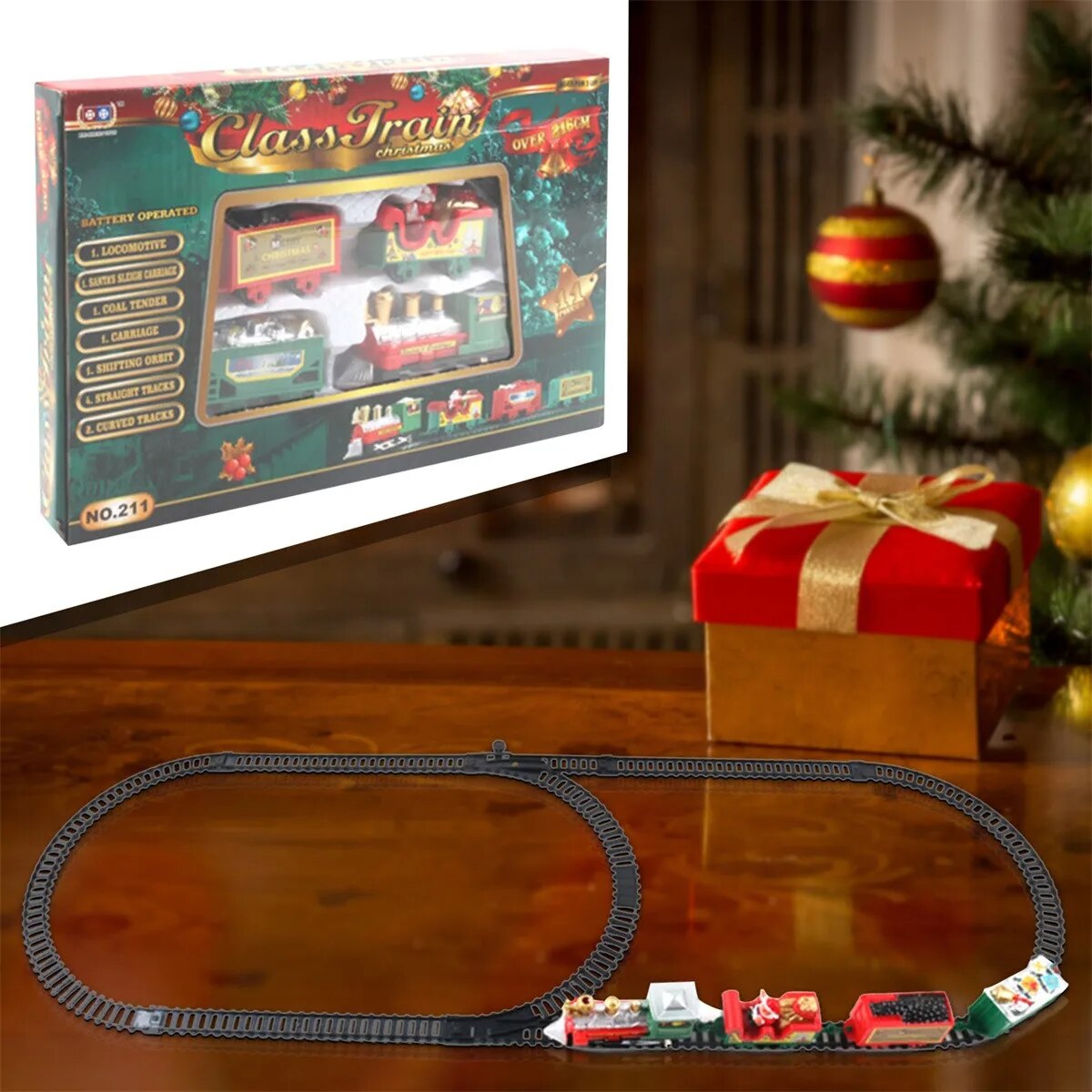 Christmas Realistic Electric Train Seteasy To Ass-Emble & Safe For Kids Gift Party Home Xmas Tree Decoration