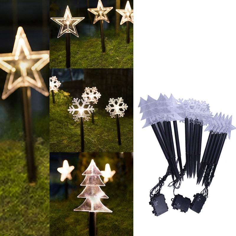 5Pcs Christmas Lights Led Solar Landscape Plug Star Tree Snowflake Outdoor Lawn Decor