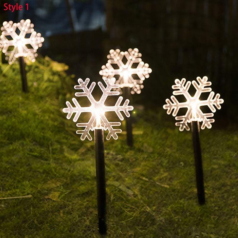 5Pcs Christmas Lights Led Solar Landscape Plug Star Tree Snowflake Outdoor Lawn Decor