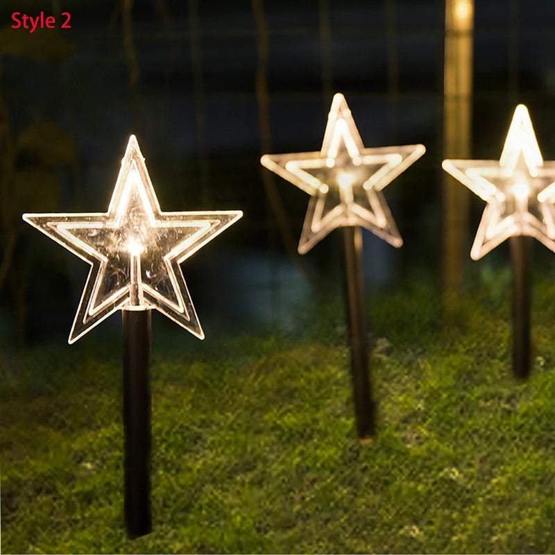 5Pcs Christmas Lights Led Solar Landscape Plug Star Tree Snowflake Outdoor Lawn Decor