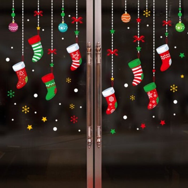 Christmas Socks Pvc Window Wall Sticker Multi