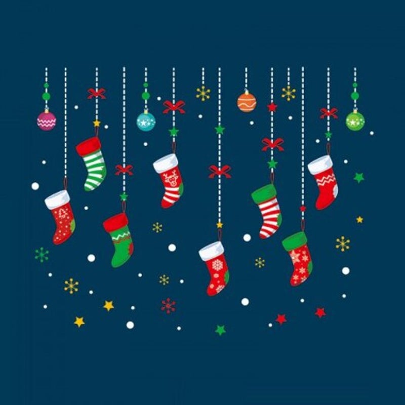 Christmas Socks Pvc Window Wall Sticker Multi