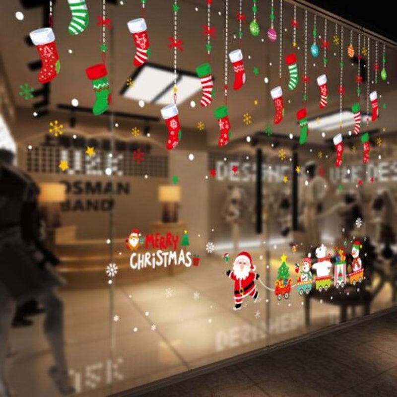 Christmas Socks Pvc Window Wall Sticker Multi